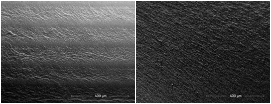 Homogeneidad de las piezas producidas mediante CLIP vs. Heterogeneidad en los métodos tradicionales de fabricación aditiva capa a capa. Fuente Carbon 3D